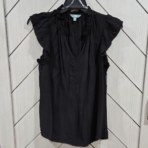 Terra & Sky Black Ruffled Blouse